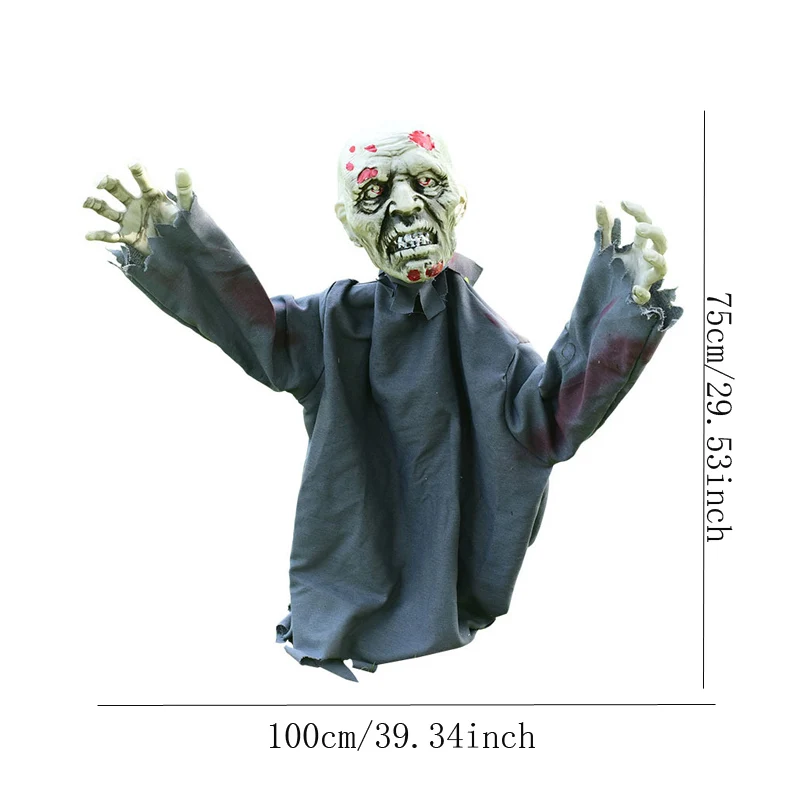 

Halloween Decoration Scary Doll Ground Plug-in Large Swing Ghost Voice Control Decoration Horror Prop For Outdoor Garden Decor