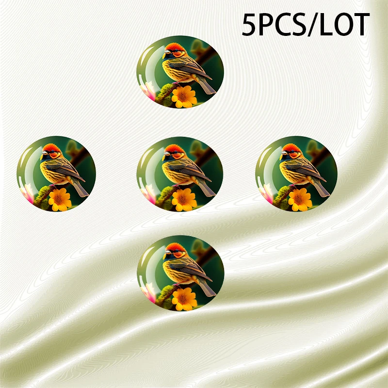 5 шт./партия Купольные стеклянные подвески с узором Колибри 25 мм