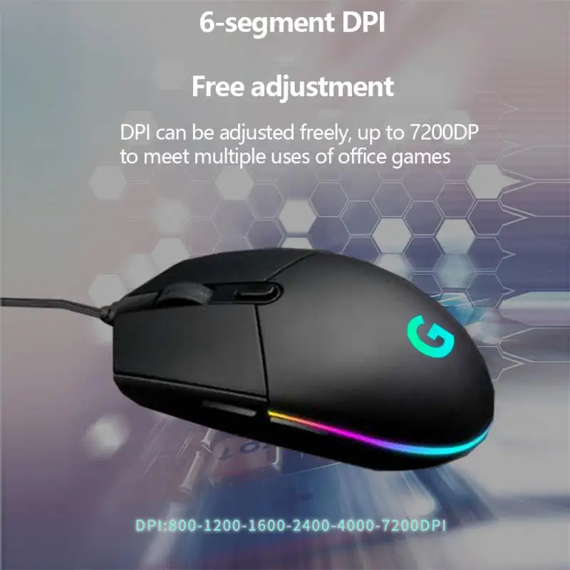 

Wired Gaming Mouse 6 Buttons Adjustable 7200 DPI Programmable Buttons RGB Lighting Modes Ergonomic Mice for PC Gamer Game Mouse