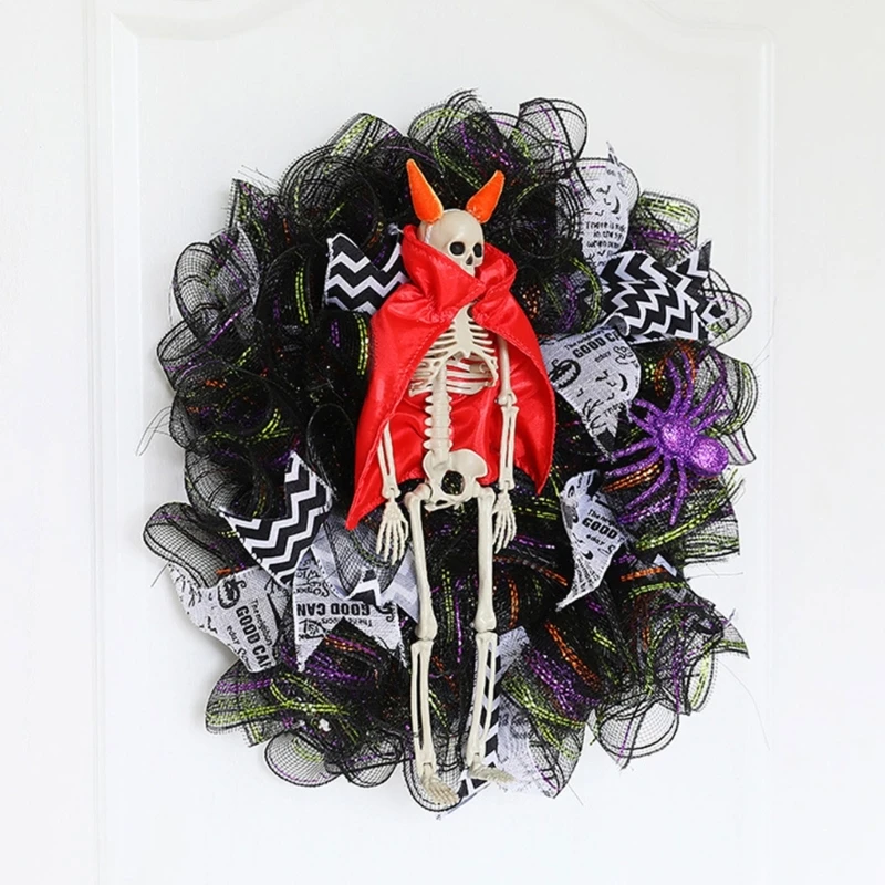 

Spooky Witch Leg Garland Skull Wreath Exquisite Halloween Door Decorations with Durable Witch Moon Haunting Witch Leg