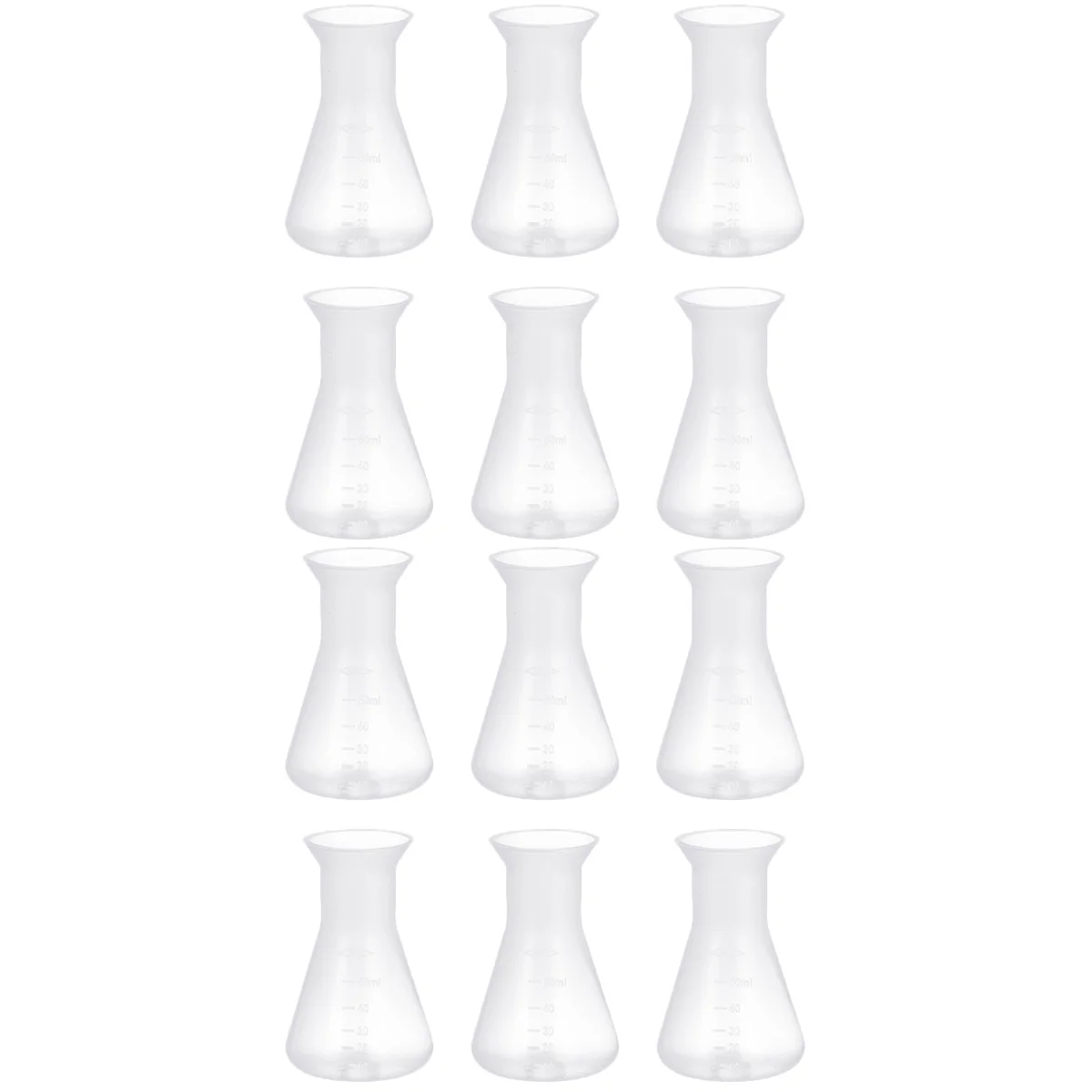 

12 Pcs Clear Plastic Bottles Flask Laboratory Supplies Erlenmeyer Science Glass glass
