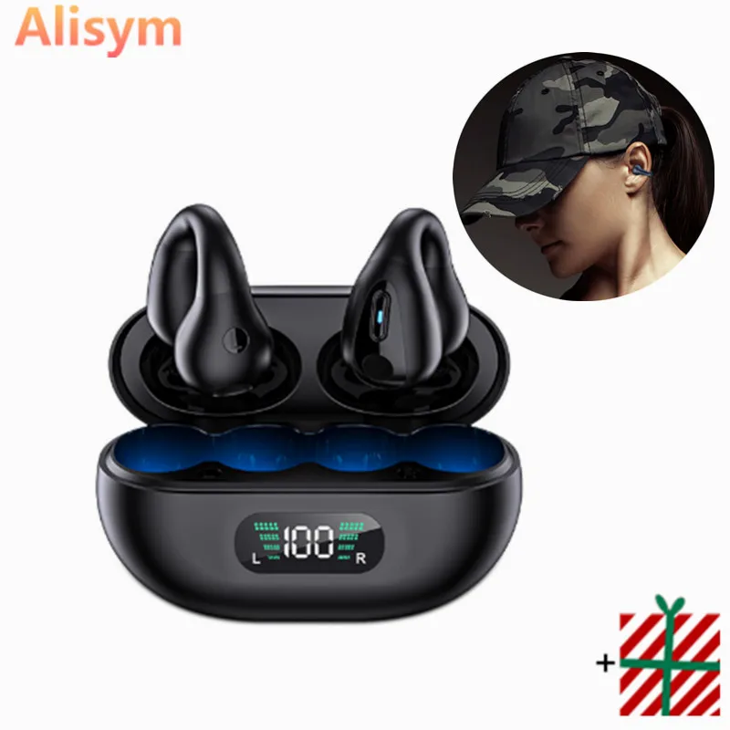 

Беспроводные наушники Alisym A2 с костной проводимостью, наушники с зажимом для ушей, Спортивная музыка, сенсорное шумоподавление, TWS HD наушники...