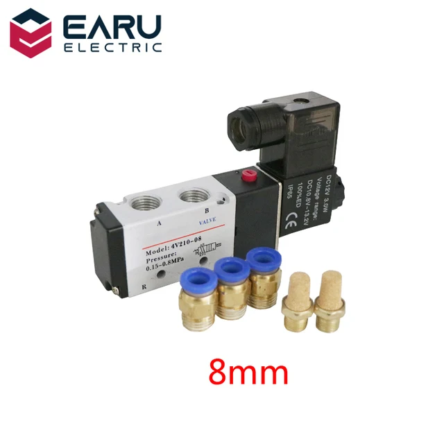 

Пневматический электрический электромагнитный клапан, 5-ходовой, 2-позиционный, магнитный клапан для воздуха и газа, 12 В, 24 В, 220 В, катушка, вольт, 4 мм-12 мм, фитинги для шлангов