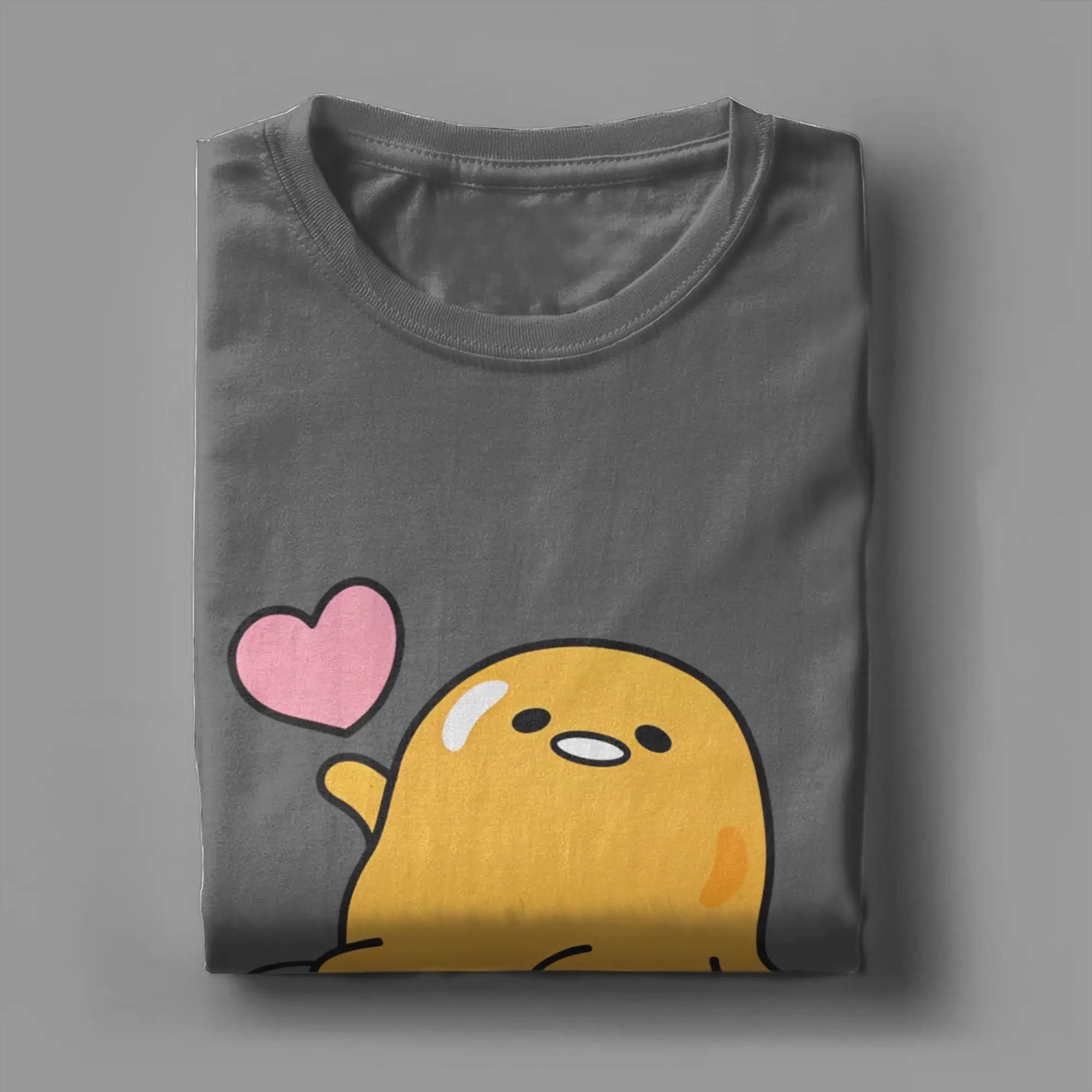 Men's T-Shirt Gudetama Love Novelty Pure Cotton Tee Shirt Short Sleeve T Crewneck Clothes Plus Size