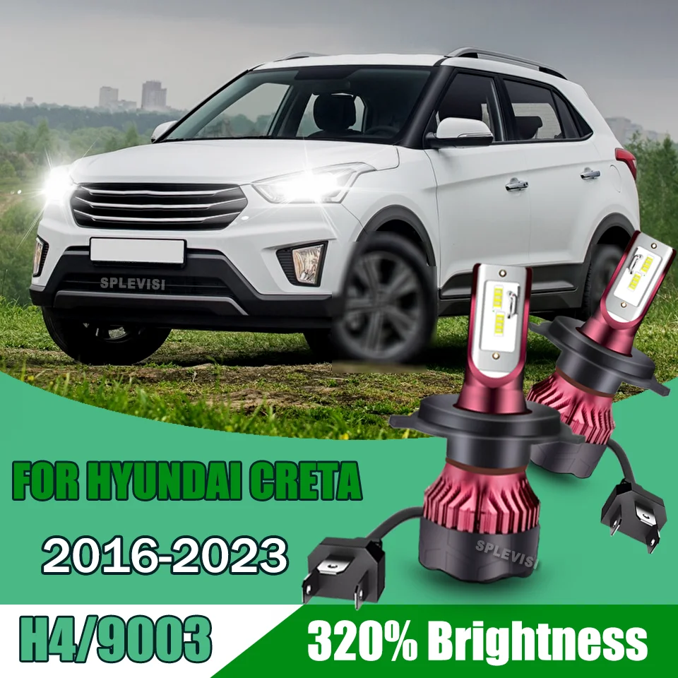 

10000LM 100W 6000K Белые светодиодные лампы H4 HB2 Автомобильные лампы для HYUNDAI CRETA 2016 2017 2018 2019 2020 2021 2022 2023