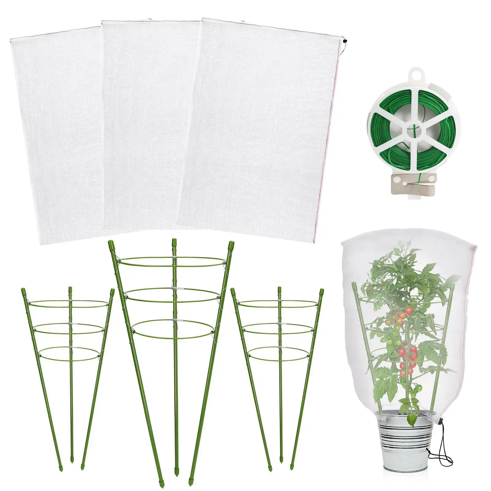 Томатные клетки для сада многоразовые с сеткой поддержки растений горшки арбуза