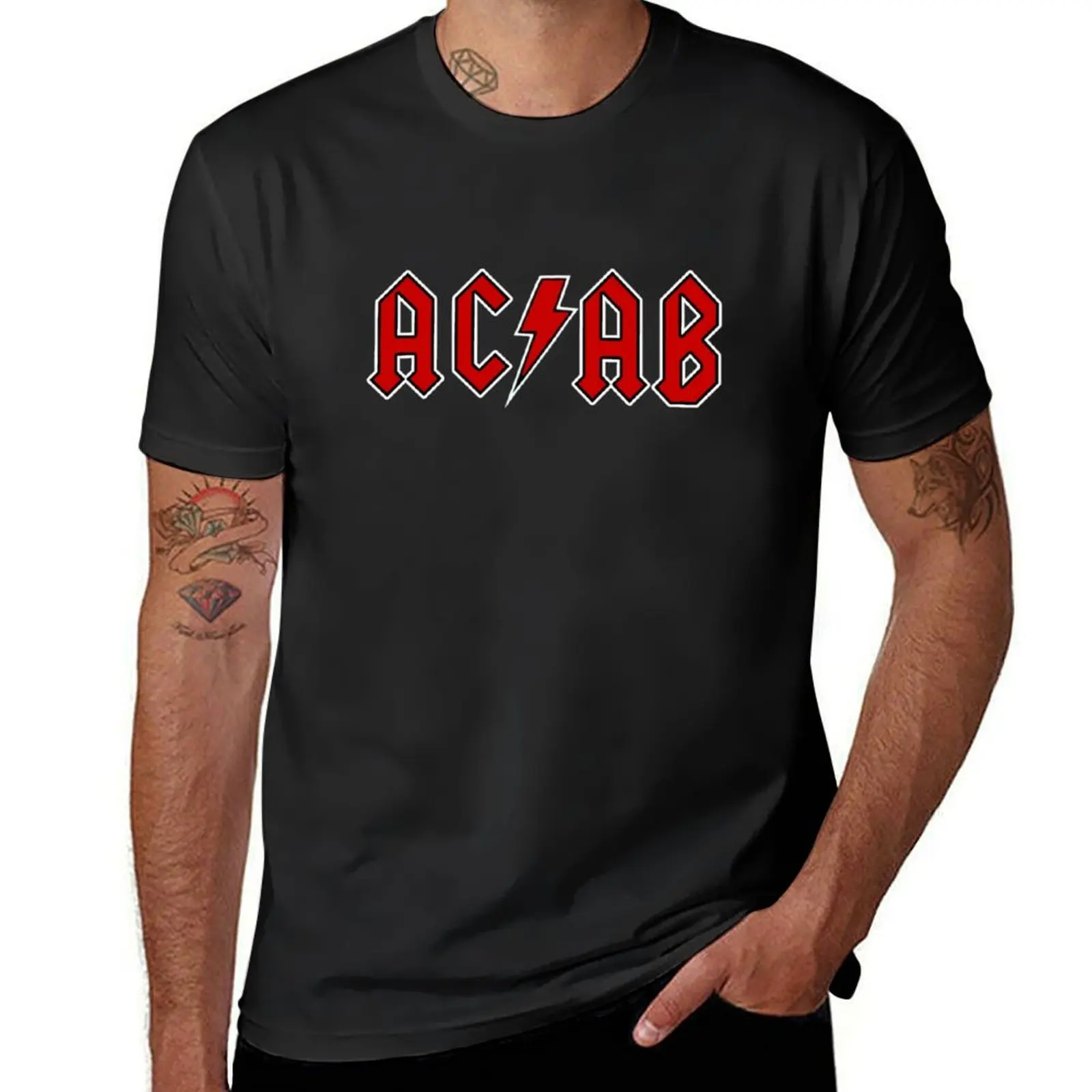 Фото Футболка ACAB, искусственные топы, новая версия, кавайная одежда, винтажные облегающие футболки для мужчин №1