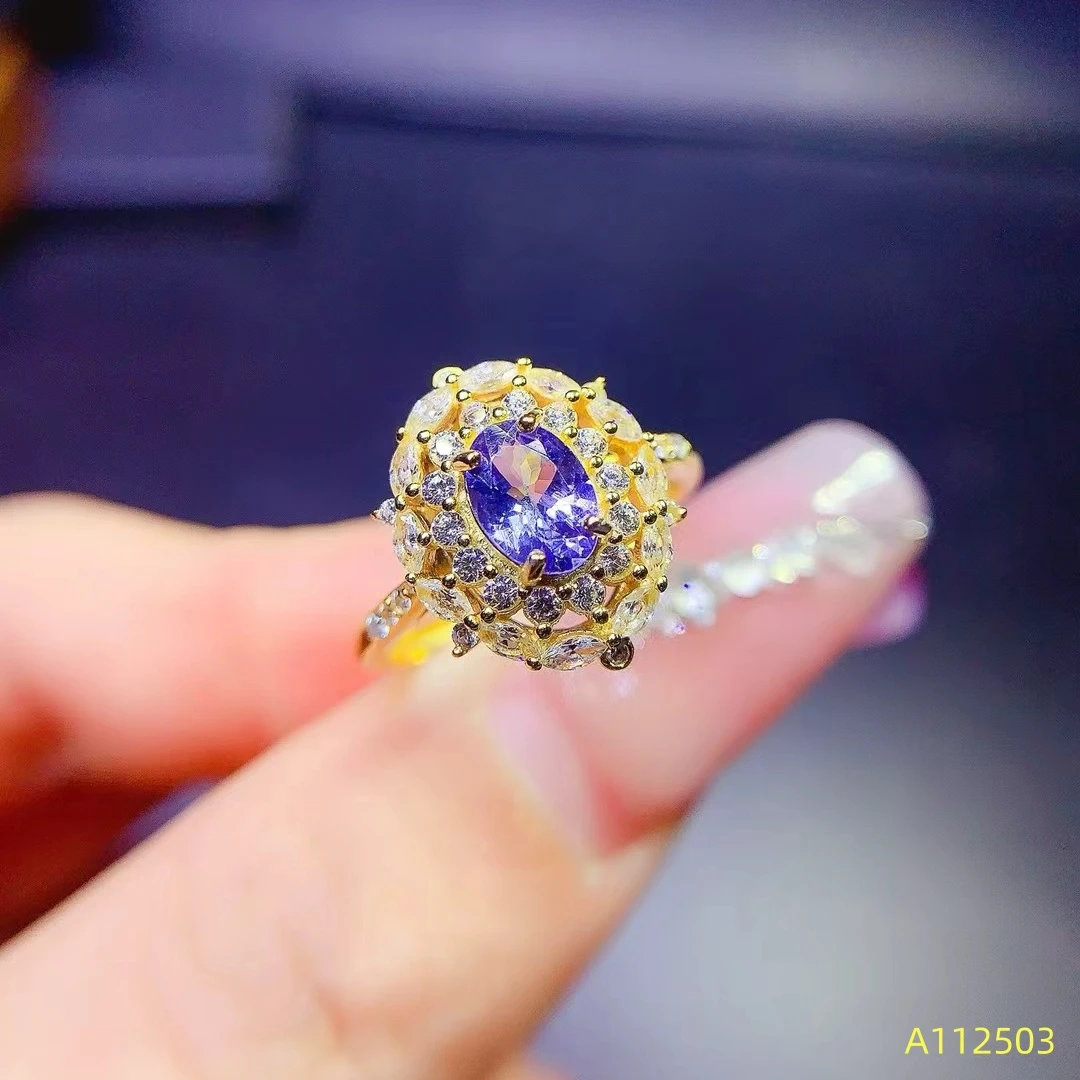 Женское кольцо из серебра KJJEAXCMY с танзанитом