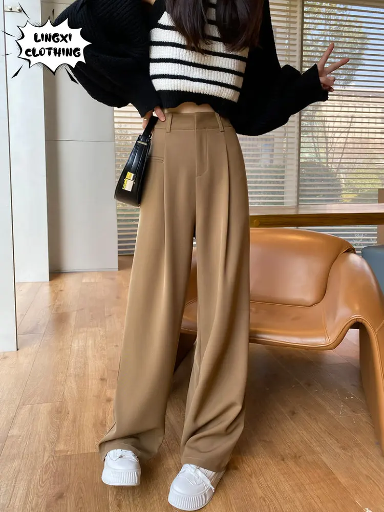Trend 2023 Wide Leg Pants Women's High Waist Straight Suit Pants Korean Style Classic Loose Office Women's Pants At Low Landing