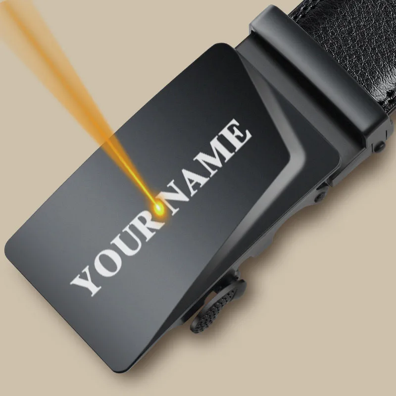 130 140 150 160 170cm Large Plus Size Men Belt Engrave Name & Logo Personalized Automatic Buckle Leather Belts Father's Day Gift