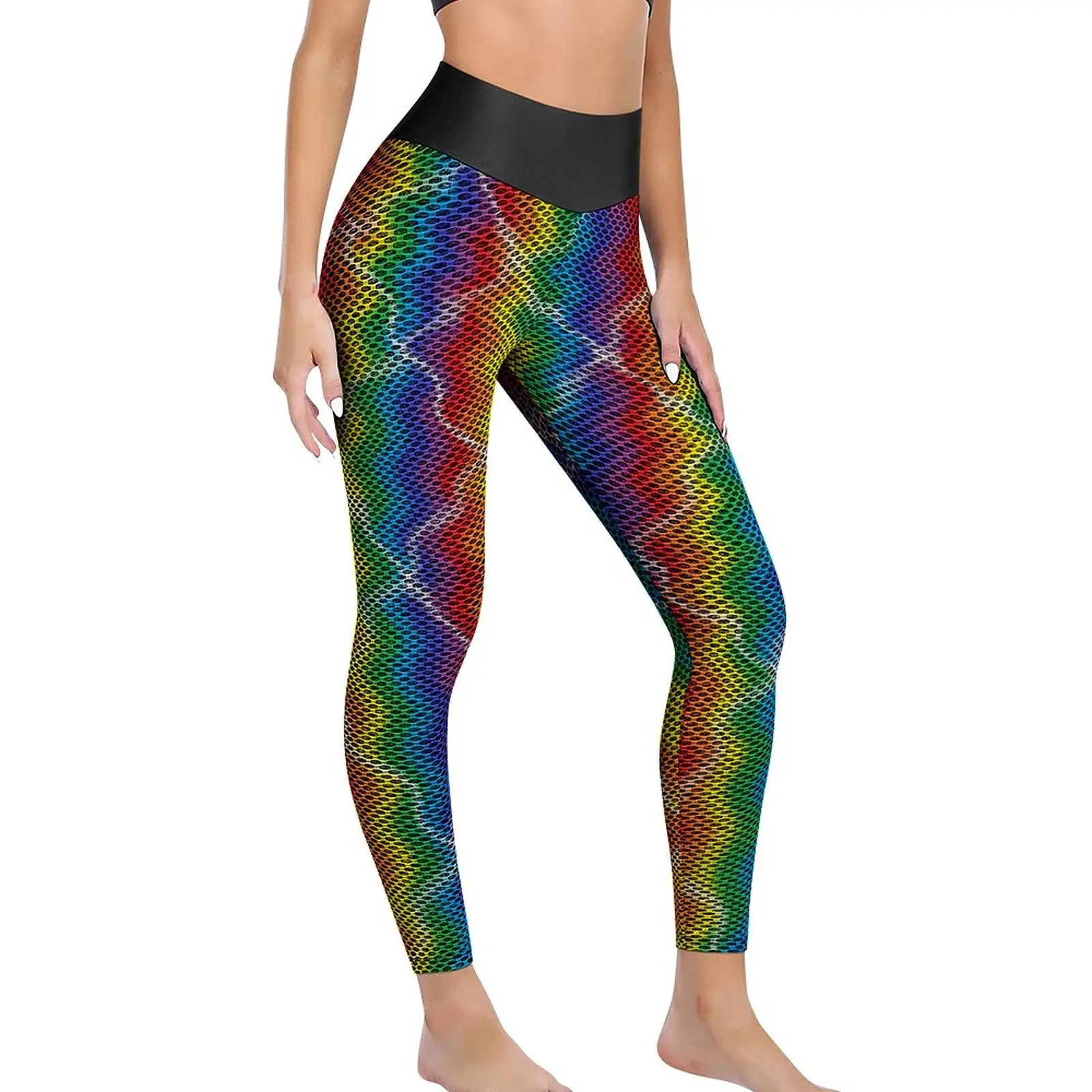 

Cracked Rainbow Leggings Abstract Stripes Colorful Gym Yoga Pants High Waist Vintage Leggins Sexy Stretch Custom Sports Tights