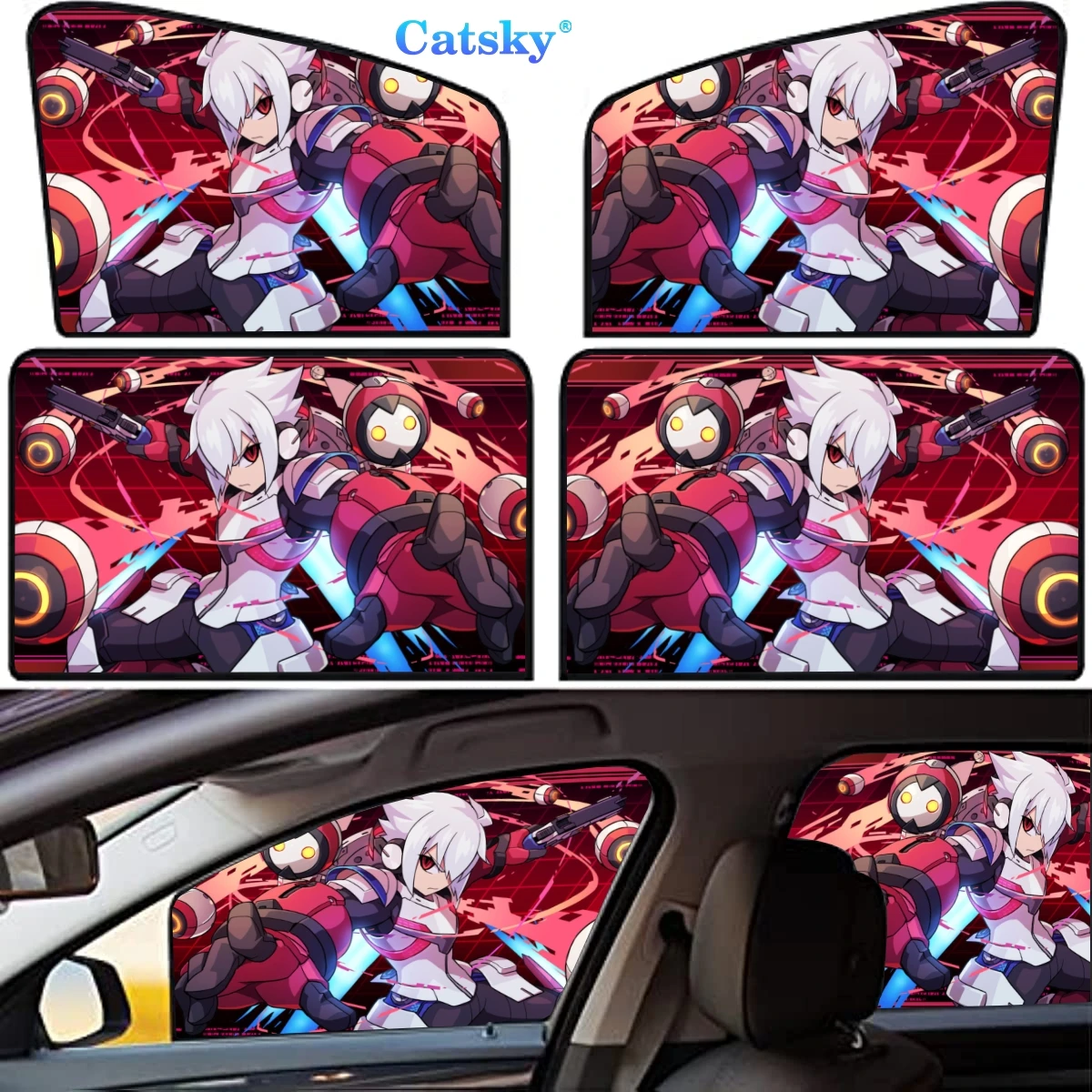 

Demon Slayer Kyojuro Rengoku 4 Pieces Privacy Car Window Sun Shades Magnetic Blackout Car Window Covers Car Curtains
