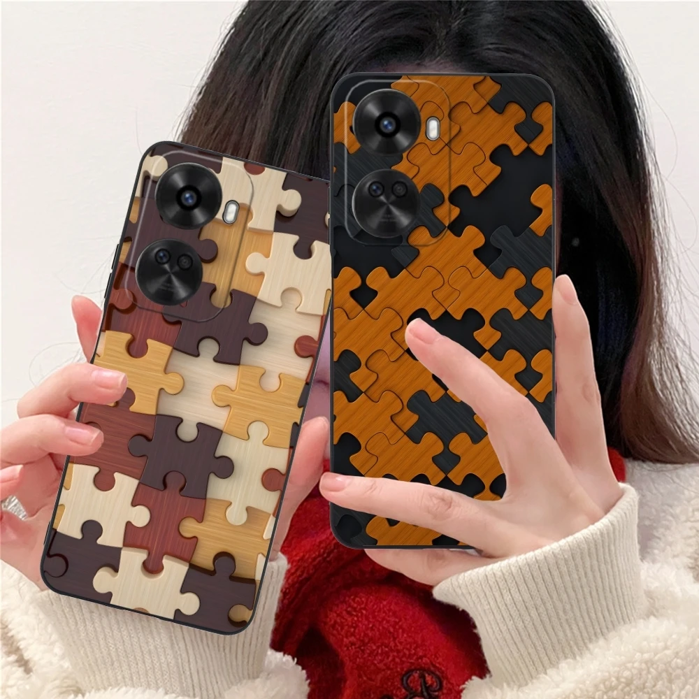 Puzzle Pretty Fashion Mobile Cell Phone Case for Huawei Nova 12 11 10 9 8 7 Pro SE 5G Black Soft Cover Shell