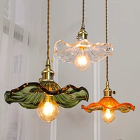 Nordic Style Simple LED Pendant Light Fixtures Bedroom Living Room Bar Colorful Glass Copper Hanging Lamp Lights Edison