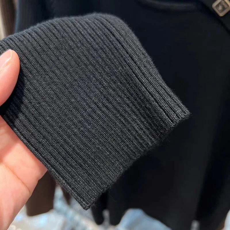 Модный осенний вязаный свитер с длинным рукавом и круглым вырезом женские