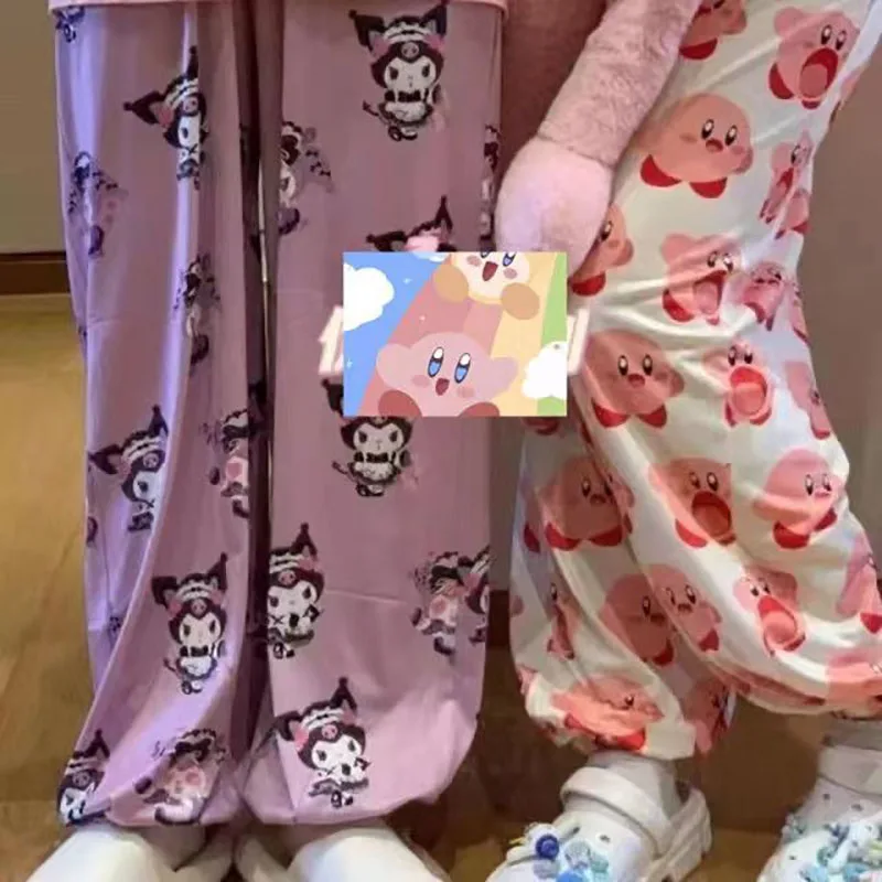 

Kawaii Sanrioed Relaxed Pants Cinnamoroll Kitty Kuromi Kirby Breathable Sweat Absorbing Trend Pajama Pants Gift for Girls