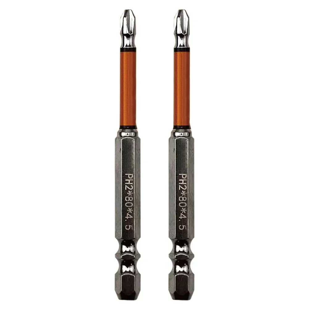 

2шт HRC62 ° Магнитные крестовые отвертки с пакетной головкой PH2 для ударных дрелей, электрические отвертки, биты 65 мм, 80 мм, 100 мм, 150 мм