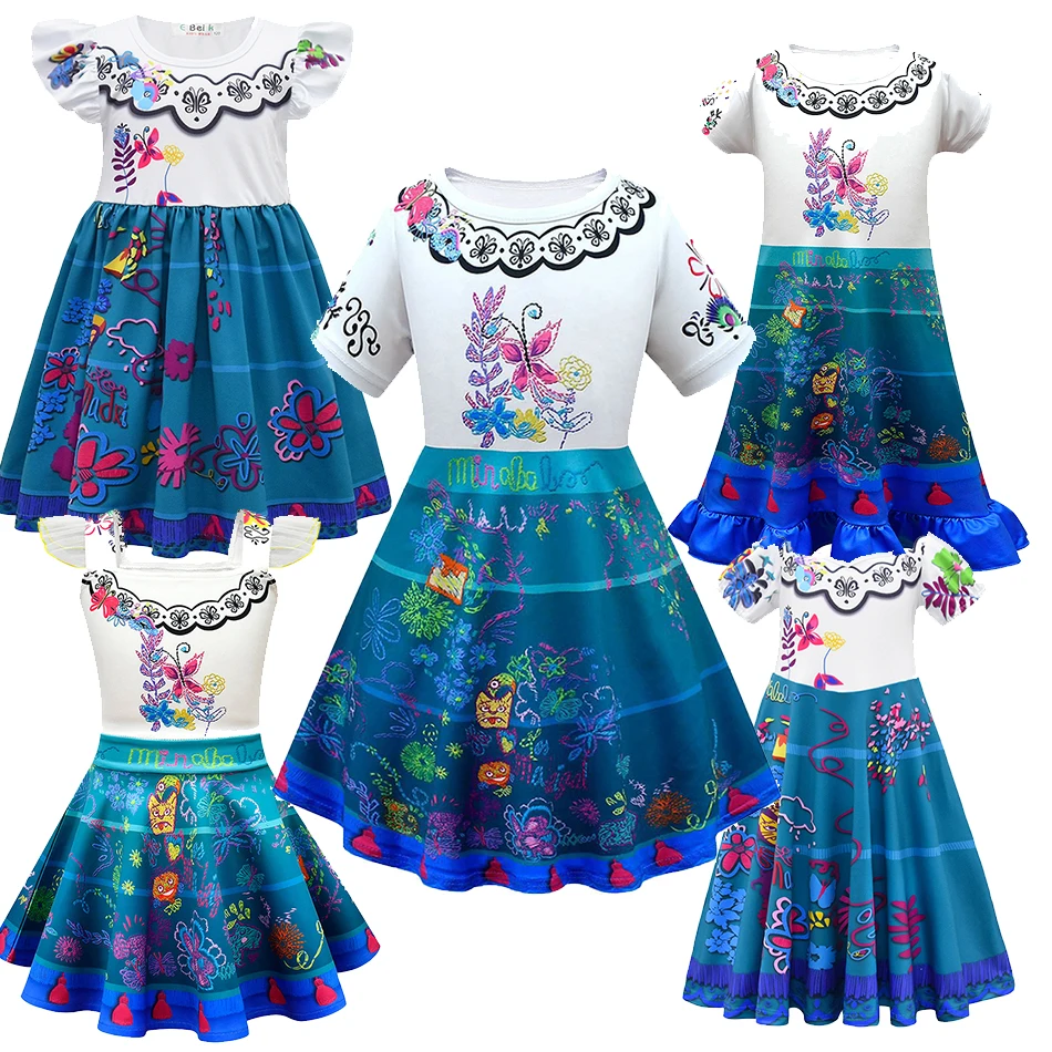 

Summer Encanto Girls Mirabel Dress Up Halloween Carnival Party Toddler Fancy Role Play Costume Wig Birthday Cartoon Clothes