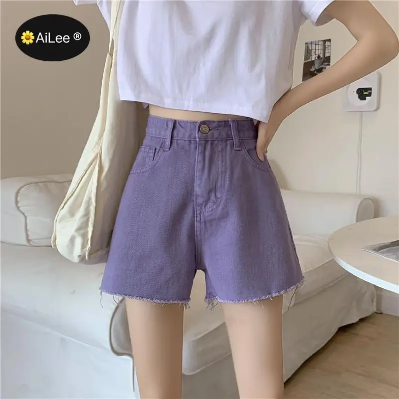 Large Size Sexy Denim Shorts Girl New High Waist Thin Wide Leg Korean Harujuku Length Students Punk Casual Vacation Jeans Women