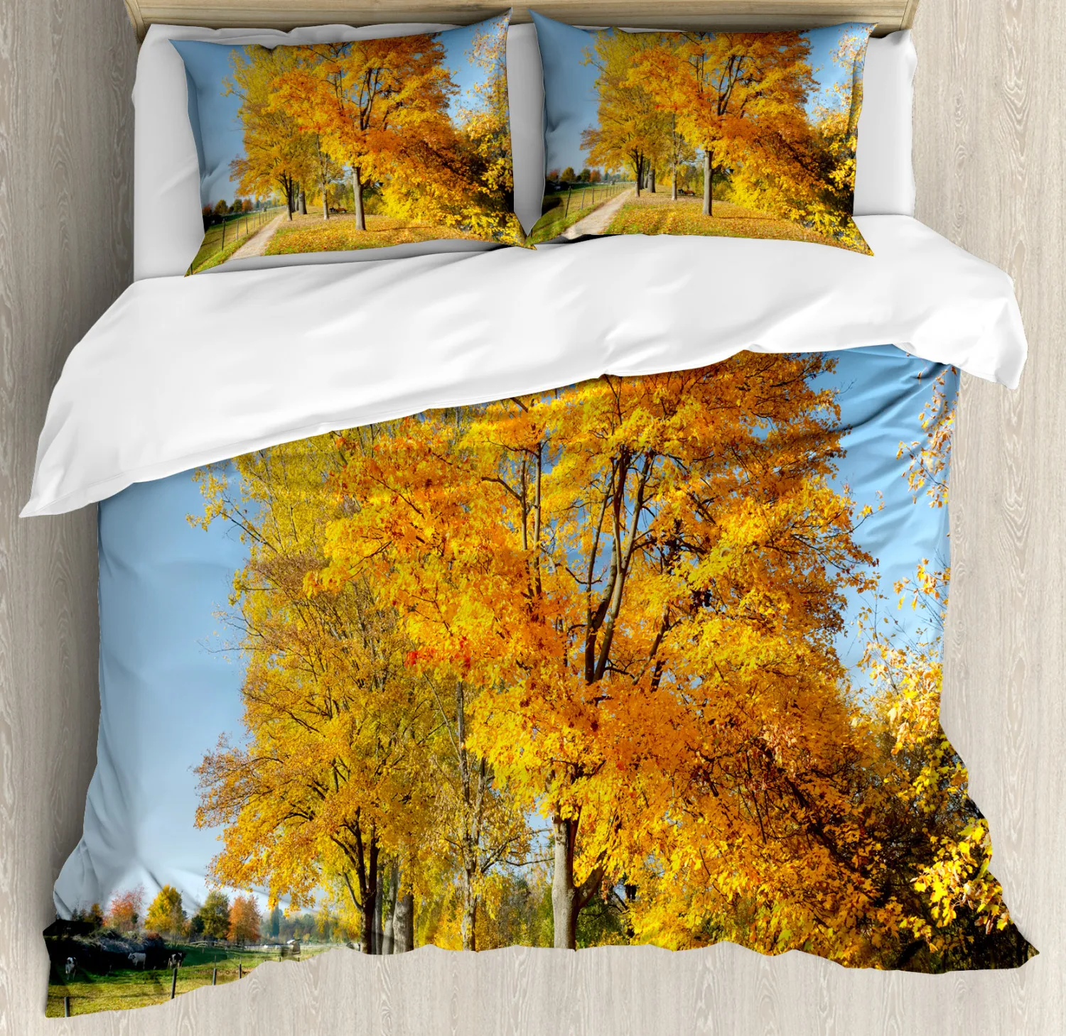 

Fall Duvet Cover Set,Canadian Maple Tree Leaves In Autumn Season Nature Plant Polyester Quilt Cover King/Queen/Full/Twin Size