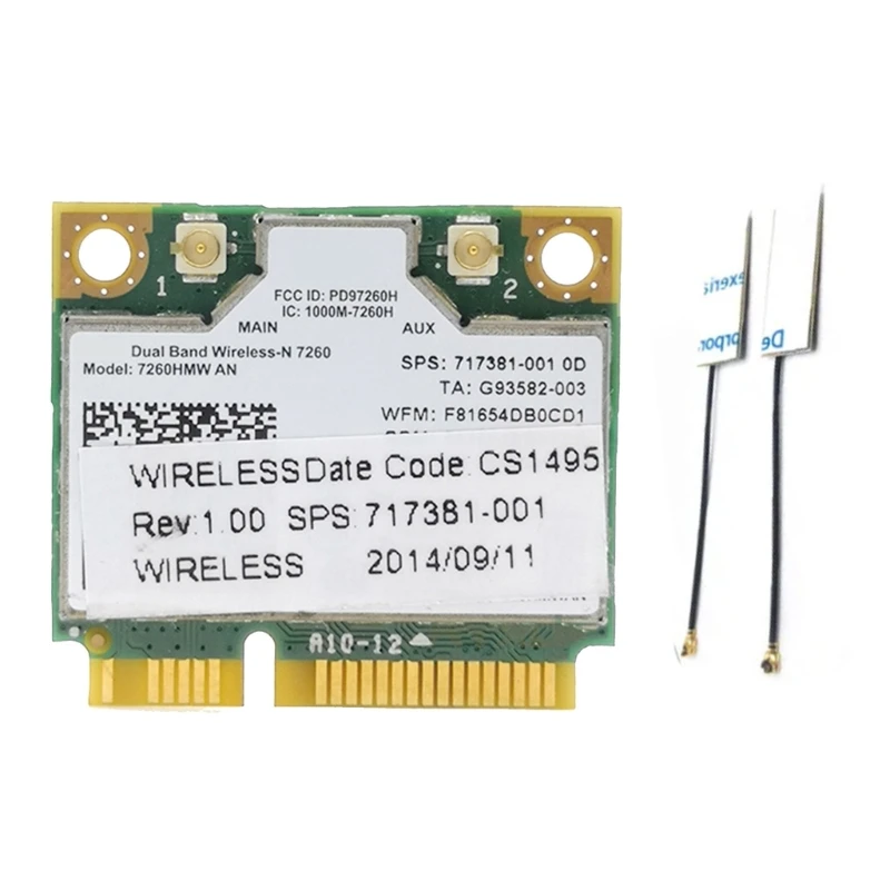 Мини-адаптер PCIE WiFi 7260 7260HMW 7260AN Wireless-N 2 4 ГГц/5 0 ГГц 300 Мбит/с