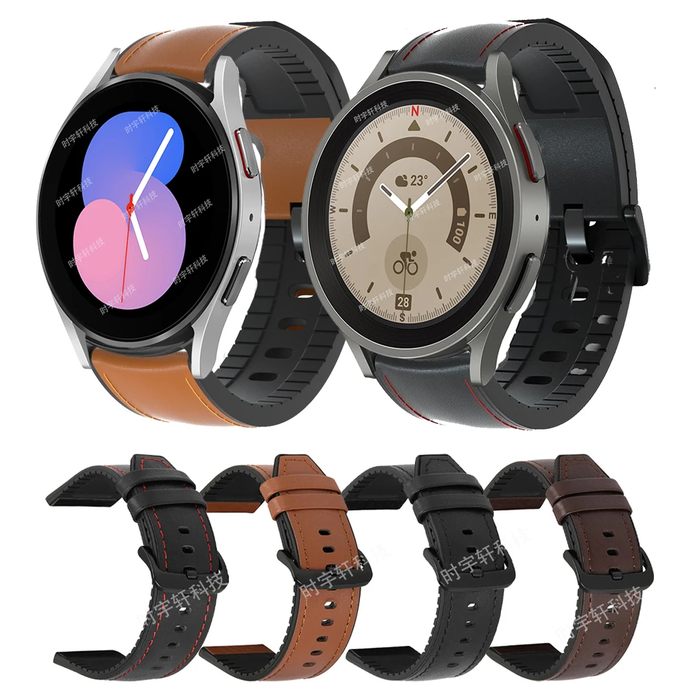 

Ремешок силиконовый для Samsung Galaxy Watch 5 4 40 мм 44 мм, кожаный спортивный браслет для Active 2, 42 мм 46 мм, 20 мм