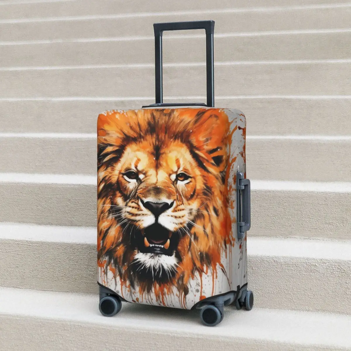 

Lion Suitcase Cover Ink Drawing Business Protector Vacation Elastic Luggage Case