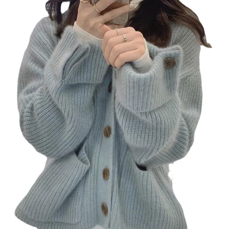 Мягкий клейкий свитер в Корейском стиле женский осенне-зимний Новый однобортный