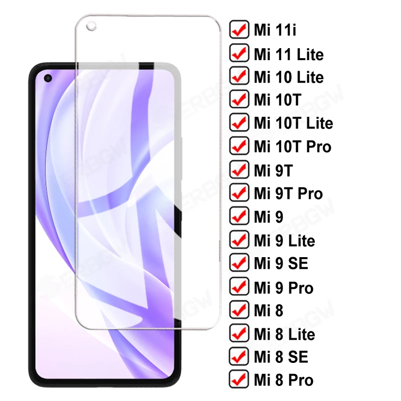 

9D Защитное стекло для Xiaomi Mi 11, 10 Lite, 10i, 11i, 9T, 10T Pro, тонкая защита экрана Mi 8, 9 SE, A3 Poco M3, F3, X3, NFC, закаленная пленка