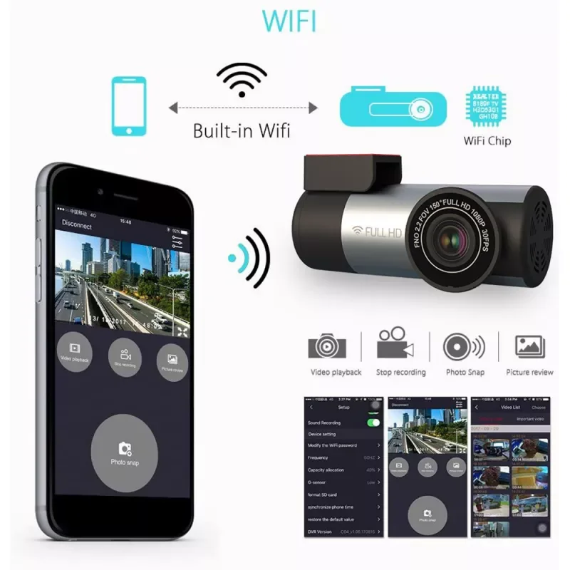 

Dash Cam WIFI FULL HD 1080P Super Mini Car Camera DVR Wireless Night Version G-Sensor Driving Recorder With Multi Country Voice