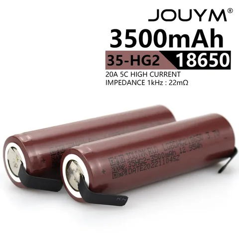 JOUYM 20mΩ 3,7 V 18650 3500mAh перезаряжаемая батарея разрядка 20A внешняя мощность для отвертки с высоким током HG2 18650