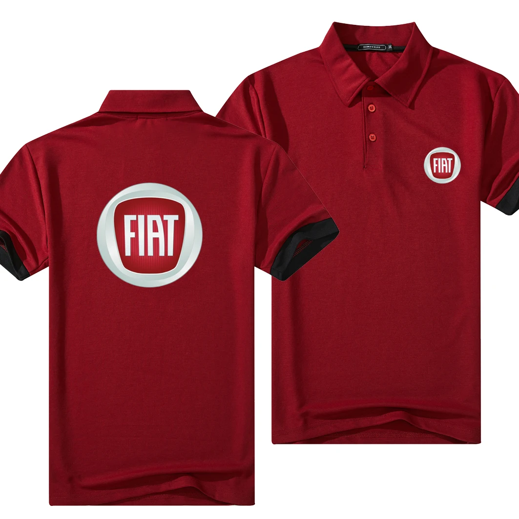 

Summer New FIAT Brand Lapel Polo Fashion Men Cotton T-Shirts Casual Breathable Short Sleeve