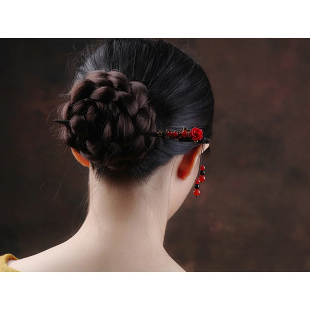 

Hair Stick Chopsticks Chinese Chopstick Tassel Flower Vintage Stylebride Woman Forkpin Bun Bridal Japanese Accessories