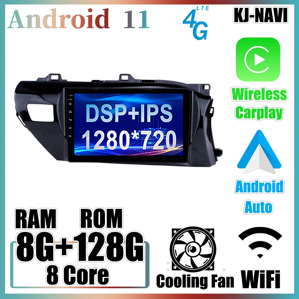 

Автомобильный радиоприемник 10,1 дюймов, Android 11, для Toyota Hilux Pick Up AN120 2015-2020, правосторонний водитель, мультимедийный видеоплеер, GPS-навигация