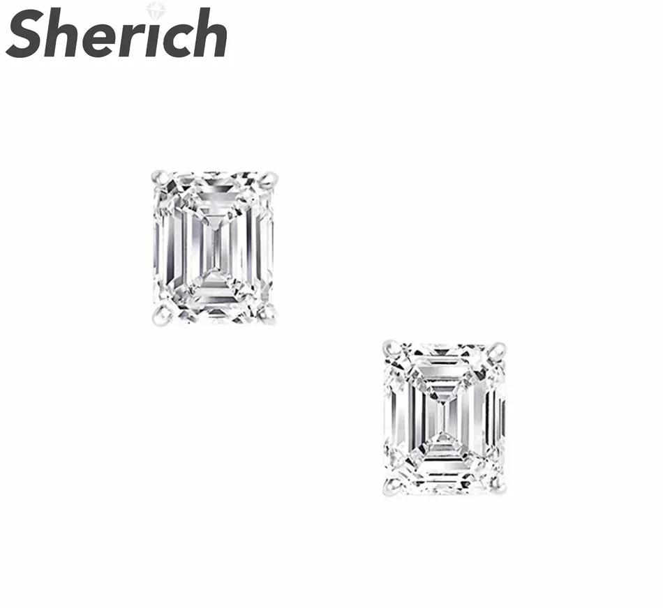 

Sherich Classic Square White High Carbon Diamond S925 Sterling Silver Women's Sparkling Simple Stud Earrings Daily Jewelry