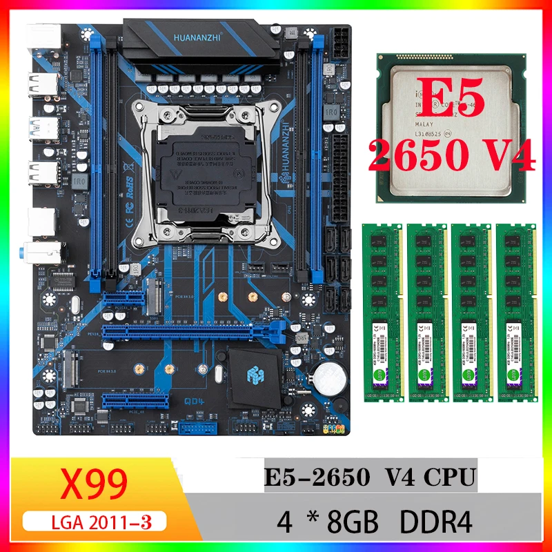 комплект материнской платы Материнские платы x99 motherboards huananzhi комплекты x99 xeon e5 2650 v4 для x99 кулер ddr4 cpu combo pc gamer computador mini itx 32gb kit gtx 1660 ti super  rx 580 8gb rtx 3060