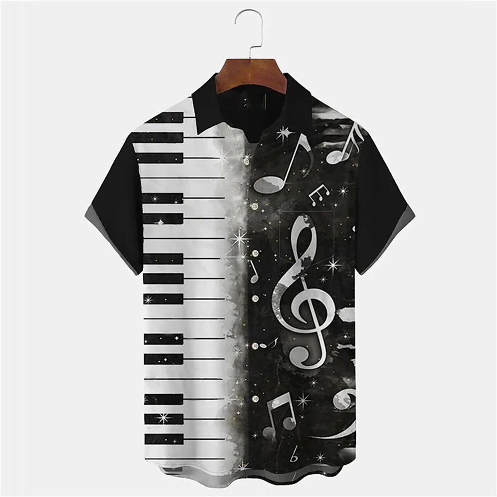 

2023 New Shirt For Men Music Printed Loose Oversized-Shirt Daily Casual Men‘S Clothing Hawaiian Sweatshirt Beach Party Tees Tops