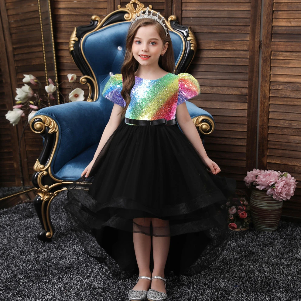 

Puffy Princess Dresses Tulle First Communion Dresses Pearls Belt Flower Girl Dress Girl Wedding Party Dress Baby Birthday Dress