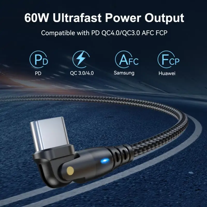 

C-CPD60W3A Fast Charging Data Line 180 Degree Rotary Elbow Aluminum Alloy Charging Line Suitable For C-type Interface Equipment