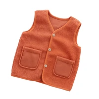 children vest polar fleece thickened warmth solid color sleeveless cardigan jacket for baby boys vests coats infant