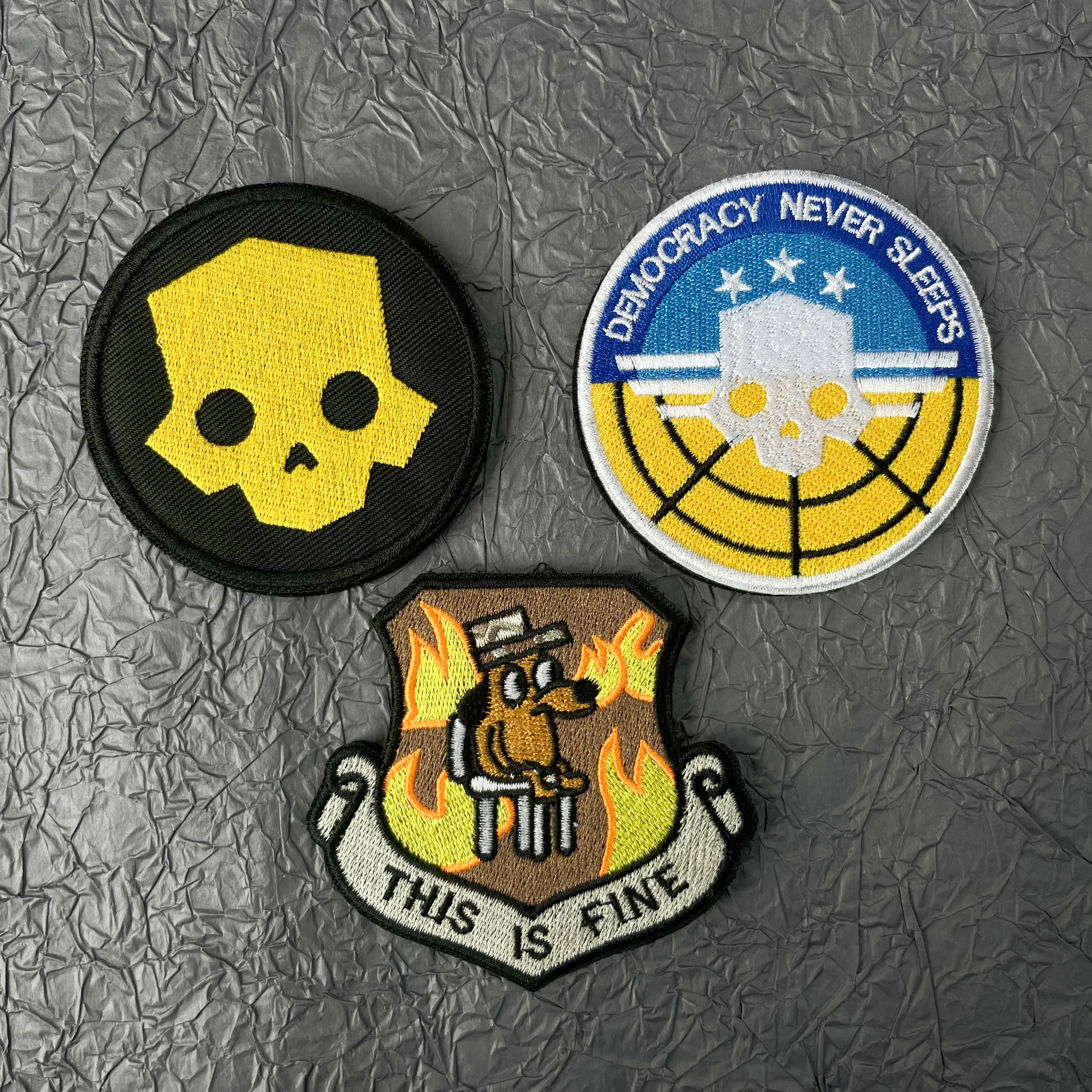 Нашивки для одежды с вышивкой в виде черепа стиле демократии и невинных кругов