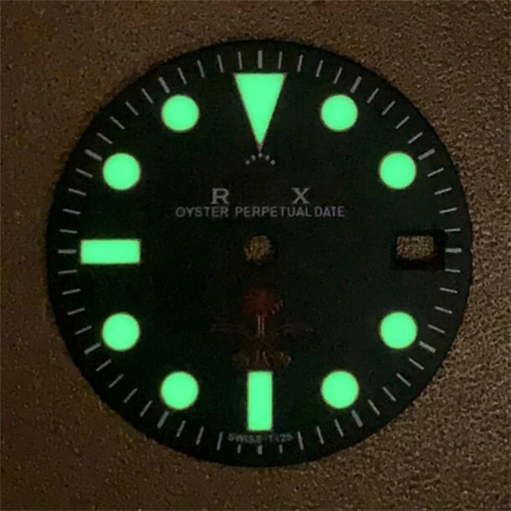 

28.5mm Black Dial Replacement Creative Green Luminous Watch Dial for NH35 Automatic Movement Upgrade Parts Accessories