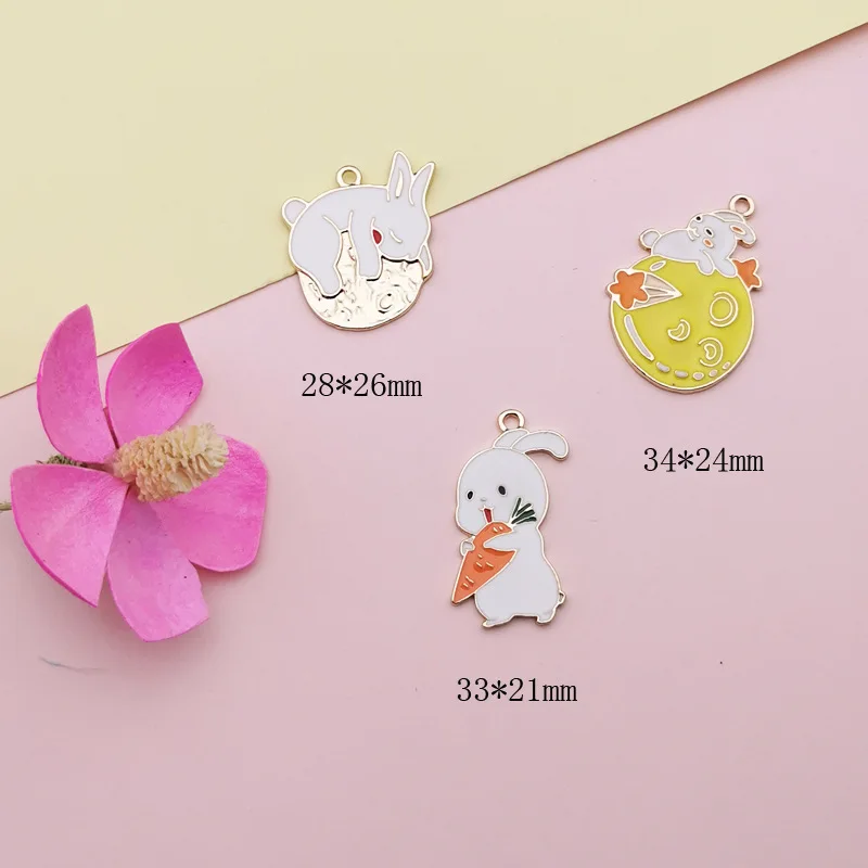 10 шт. цветной цветочный венок из сплава с эмалью подвеска в виде кролика жемчугом