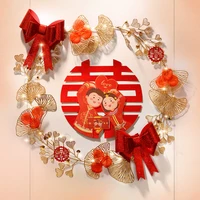 1set chinese wedding valentines day party wall decor double happiness bride groom gold flower sticker living room background