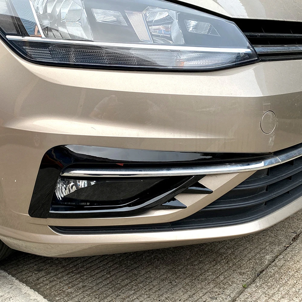 

For VW For Golf MK7.5 2017-2019 Glossy Black A Pair Car Front Fog Lamp Eyebrow Wind Knife Eyelid Cover Frame