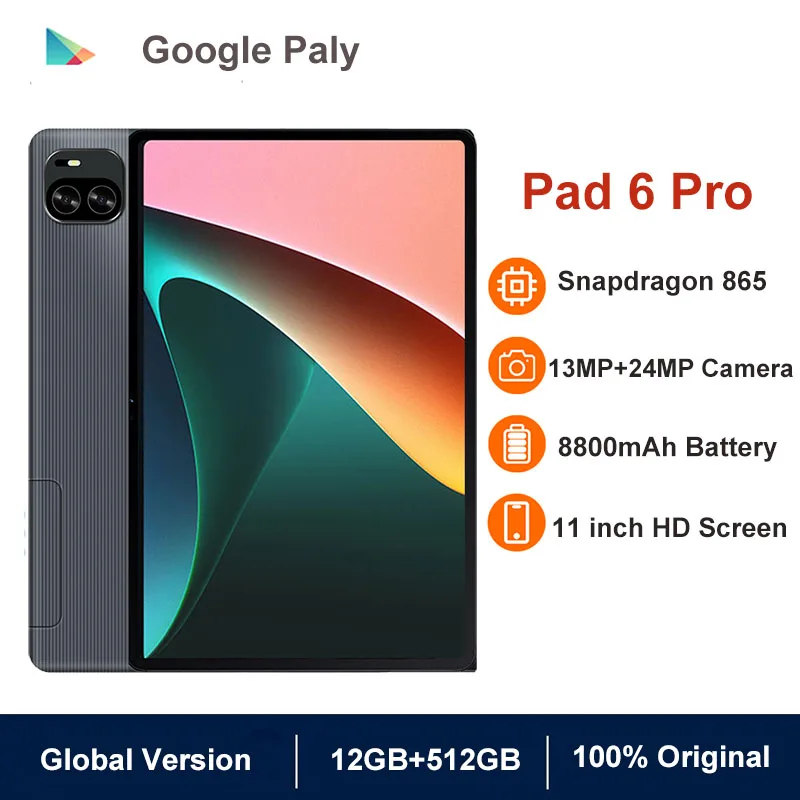 

Original Global Version Tablet Android Pad 6 Pro 12GB+512GB Snapdragon 865 Tablets PC 5G Dual SIM Card 8800mAh WIFI HD Tab PC