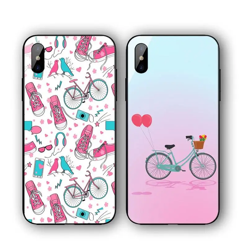 

Bicycle Illustration Phone Case For Iphone 11 12 13 14 Pro Max 7 8 Plus X Xr Xs Max Se2020 Tempered Glass Cove