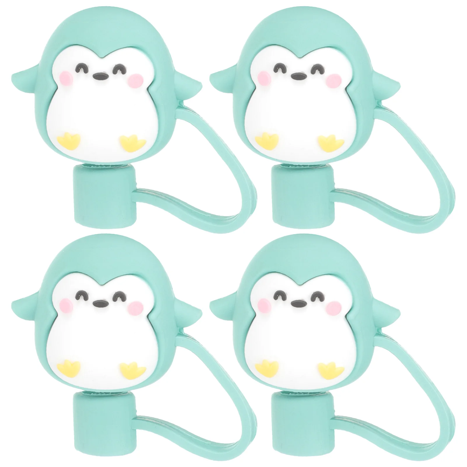 

4Pcs Penguins Straw Cover Straw End Protectors Straw End Plugs Caps Penguins Straw Cover Decors