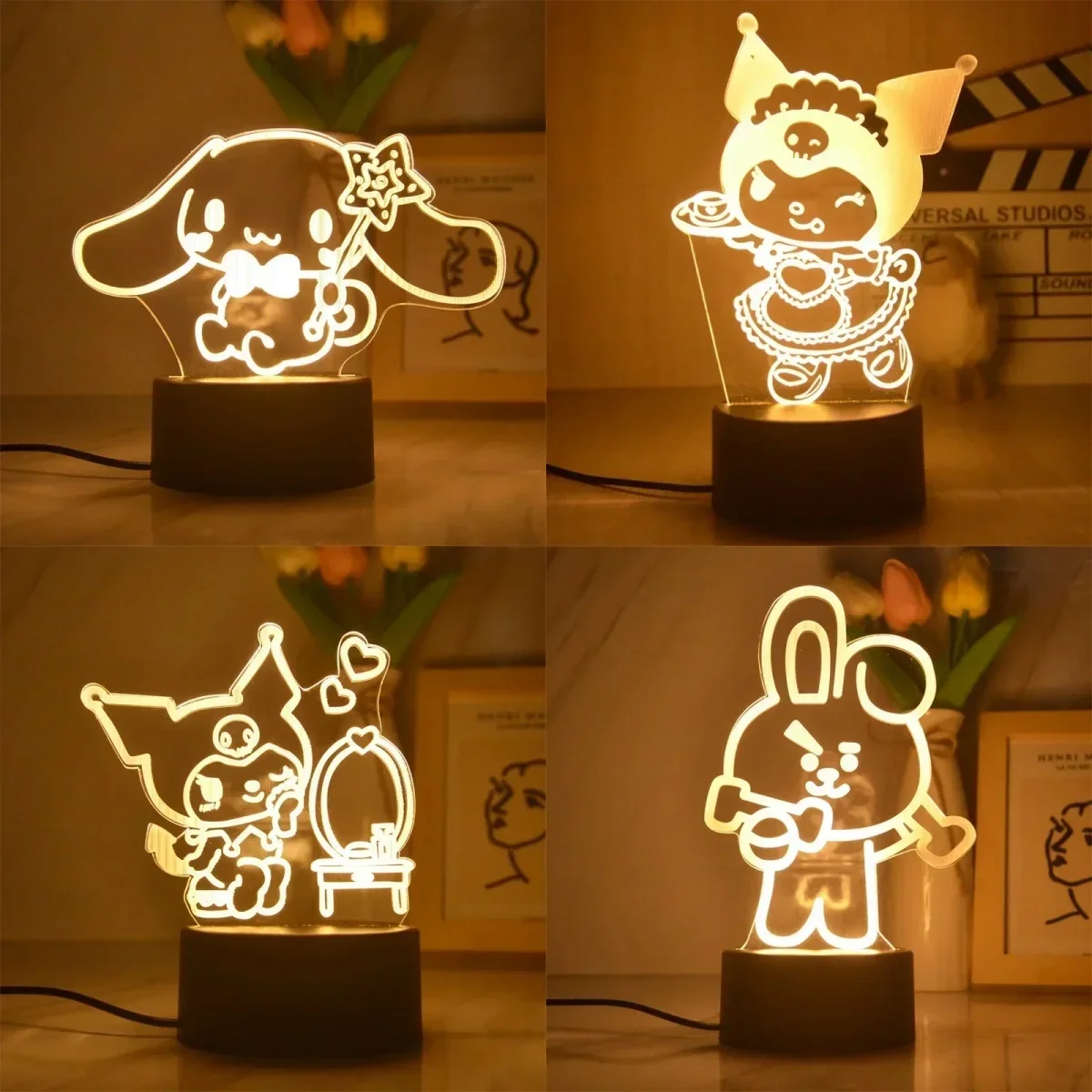 Ночник 3D Sanrio дневное освещение лампа-проектор My Melodys теплое белое с USB декор для