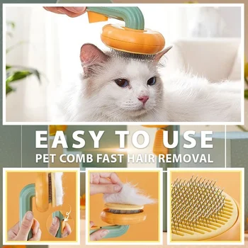 Pumpkin Cat Brush Comb For Pet Grooming Removes Loose Underlayers Tangled Hair Remover Brush Pet Hair Shedding Self Cleaning 4